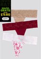 Brasilera Paq X3 Mujer Cereza/Mocca/Estampado FI 96215 de Formas Intimas