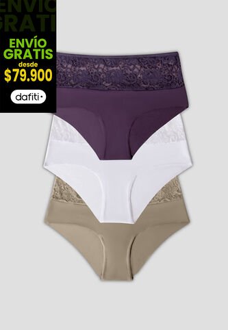 Cachetero Paq X3 Mujer Multicolor Fi 101856 Formas Intimas