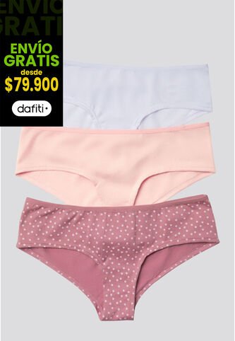 Cachetero Paq X3 Mujer Rosa/Blanco/Estampado FI 96589 Formas Intimas