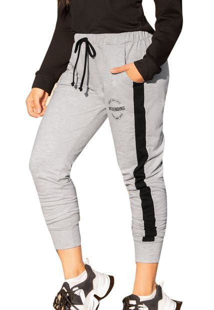 Pantalón Sudadera Mujer Negro-Gris FI 78393