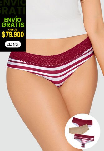 Cachetero Paq X3 Mujer Vino Tinto FI 96631 Formas Intimas