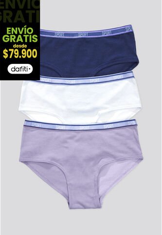Cachetero Paq X3 Infantil Azul Oscuro/Blanco/Lila FI 87474 Formas Intimas