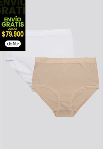 Panty Paq X2 Mujer Blanco/Piel FI 96637 Formas Intimas