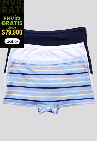 Bóxer Paq X3 Infantil Azul Claro/Azul Navy/Blanco FI 34641 Formas Intimas