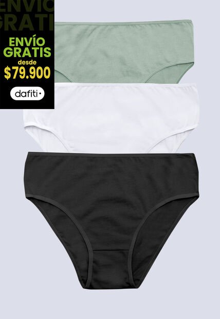 Panty Paq X3 Mujer Verde Oliva/Blanco/Negro FI 96572