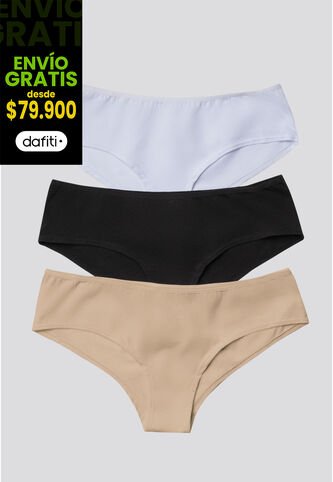 Cachetero Paq X3 Mujer Negro/Blanco/Piel FI 96589 Formas Intimas