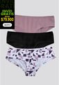 Cachetero Paq X3 Mujer Rosado Malva/Negro/Estampado FI 96589 de Formas Intimas