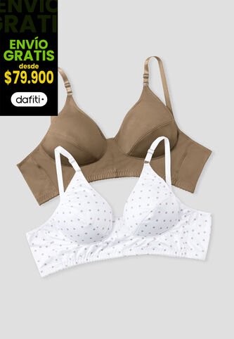 Brasier Paq X2 Mujer Estampado-Chocolate Fi 33565 Formas Intimas