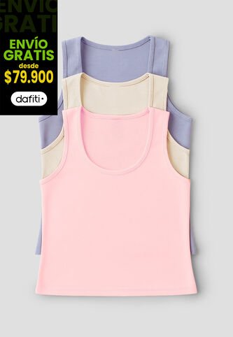 Camiseta Paq X3 Mujer Multicolor Fi 33603 Formas Intimas