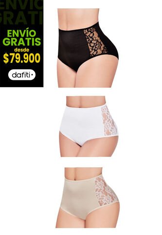 Panty Set X3 Blanco-Beige-Negro FI 47009 Formas Intimas