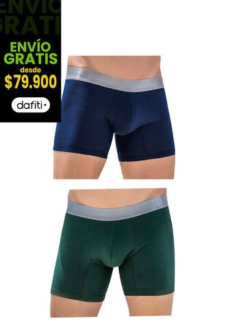 Bóxer Paq X2 Para Hombre Navy/Verde FI Formas Intimas