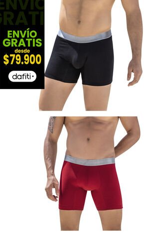 Bóxer Set  X2 Negro-Rojo FI 58299 Formas Intimas