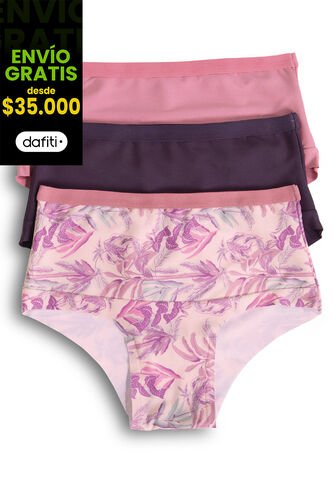 Panty Paq X3 Adulto Estampado /Paloro,O/ Berengena Fi 92475 Formas Intimas