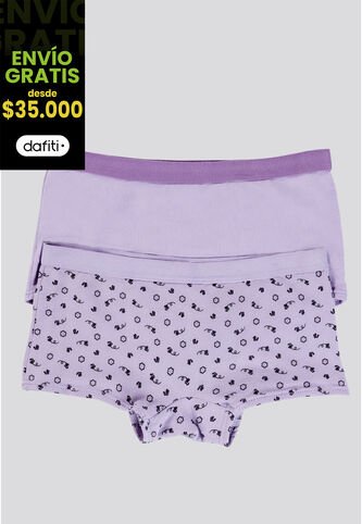 Cachetero Paq X2 Infantil Lila Tech/Estampado FI 3852 Formas Intimas