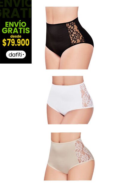 Panty Set X3 Blanco-Beige-Negro FI 47009
