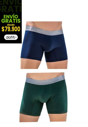 Bóxer Paq X2 Para Hombre Navy/Verde FI Formas Intimas