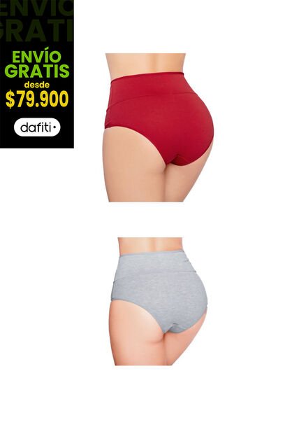 Cachetero Paq X2 Para Mujer Gris Jaspe/Rojo FI