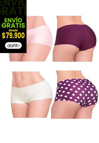 Cachetero Paq X4 Para Mujer Multicolor FI Formas Intimas