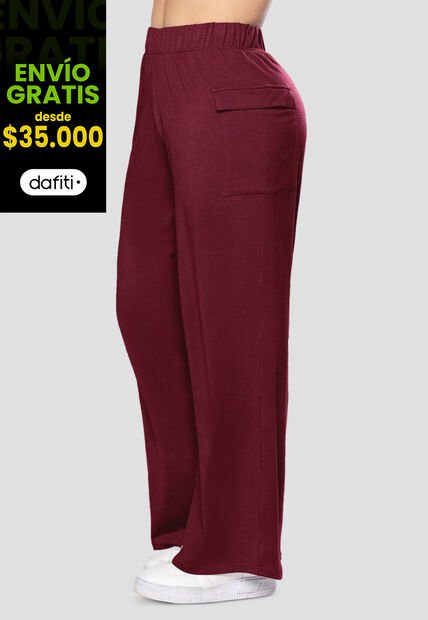 Pantalón Sudadera Mujer Vinotinto Fi 7338