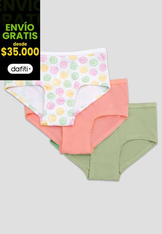 Cachetero Paq X3 Infantil Femenino Multicolor Fi 79154 Formas Intimas