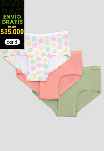 Cachetero Paq X3 Infantil Femenino Multicolor Fi 79154 Formas Intimas