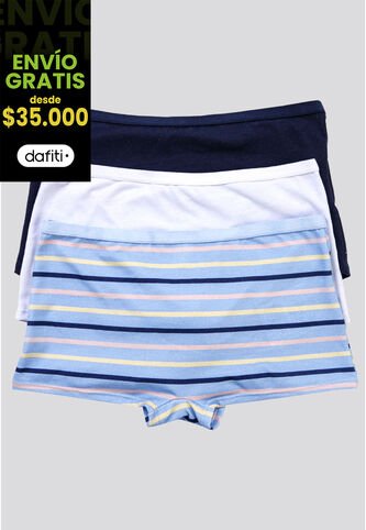 Bóxer Paq X3 Infantil Azul Claro/Azul Navy/Blanco FI 34641 Formas Intimas