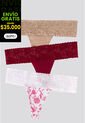 Brasilera Paq X3 Mujer Cereza/Mocca/Estampado FI 96215 de Formas Intimas