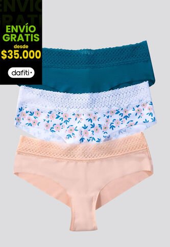 Cachetero Paq X3 Mujer Azul Petroleo FI 96631 Formas Intimas