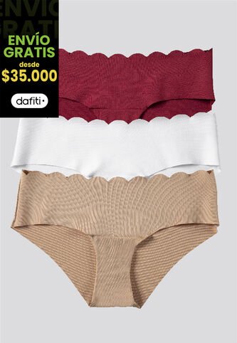 Cachetero Paq X3 Mujer Blanco/Caramelo/Vino FI 91000 Formas Intimas