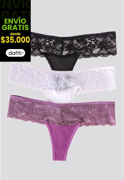 Brasilera Paq X3 Mujer Mora/Negro/Blanco FI 34542