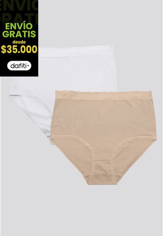 Panty Paq X2 Mujer Blanco/Piel FI 96637 Formas Intimas