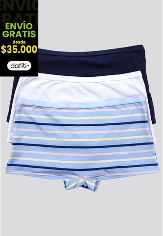 Bóxer Paq X3 Infantil Azul Claro/Azul Navy/Blanco FI 34641 Formas Intimas