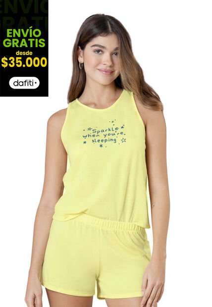 Pijama Mujer Amarillo Pastel Fi 34502