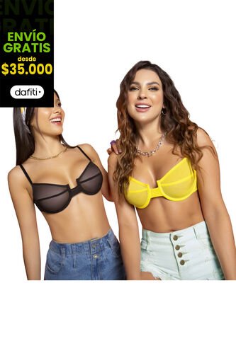 Brasier Paq X2 Mujer Negro FI 32685 Formas Intimas