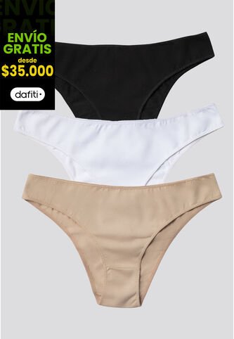 Panty Paq X3 Mujer Negro/Blanco/Piel FI 96450 Formas Intimas