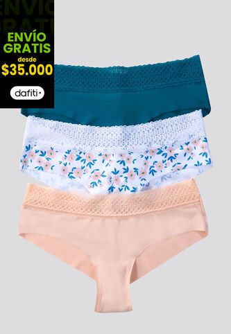 Cachetero Paq X3 Mujer Azul Petroleo FI 96631 Formas Intimas