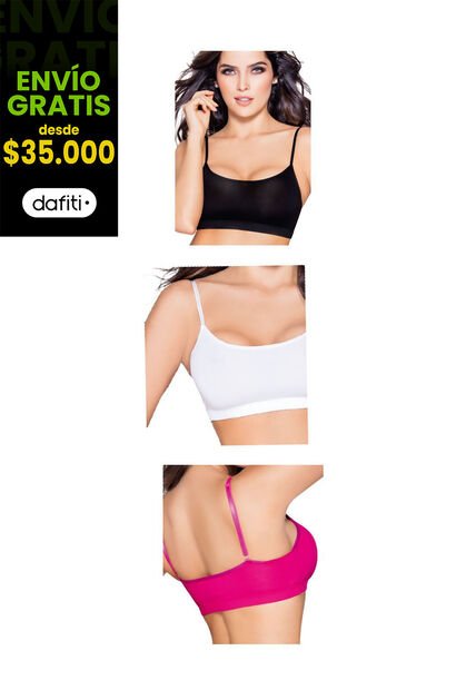 Top Paq X3 Adulto Para Mujer FI -Blanco/Negro/Fucsi