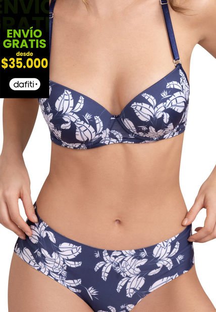 Cachetero Para Mujer Estampado Azul Flores FI