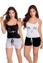Camiseta  Paqx2 Mujer Blanco-Negro FI 76307 de Formas Intimas