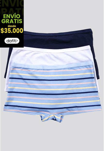 Bóxer Paq X3 Infantil Azul Claro/Azul Navy/Blanco FI 34641