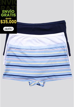 Bóxer Paq X3 Infantil Azul Claro/Azul Navy/Blanco FI 34641