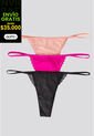 Brasilera Paq X3 Mujer Negro/Fucsia/Rosa FI 7313 de Formas Intimas