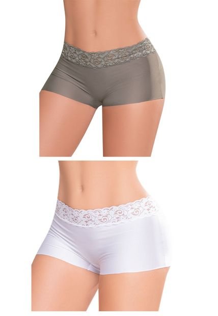 Cachetero Paq X2 Para Mujer Blanco/Taupe FI