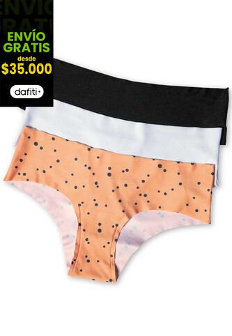 Cachetero Paq X3 Mujer Estampado/Blanco/Negro FI 32774 Formas Intimas