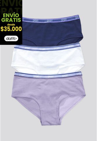 Cachetero Paq X3 Infantil Azul Oscuro/Blanco/Lila FI 87474 Formas Intimas