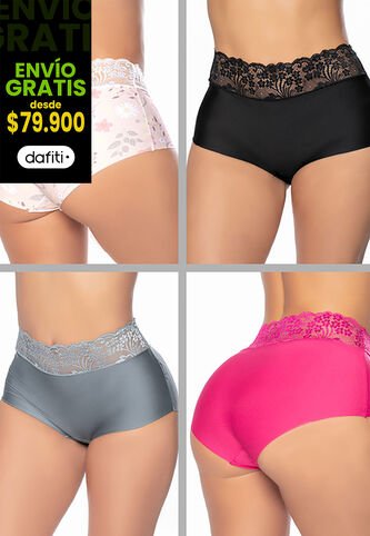 Cachetero Paq X4 Mujer Multicolor FI 7322 Formas Intimas