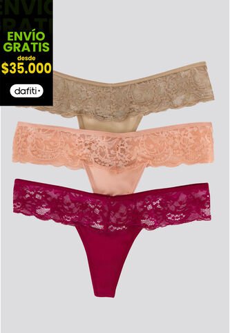 Brasilera Paq X3 Mujer Cereza/Piel/Nude FI 34542 Formas Intimas