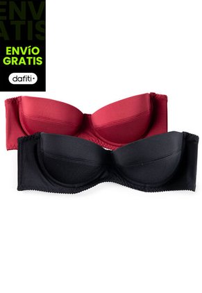 Brasier Paq X2 Mujer Negro-Rojo FI 89857