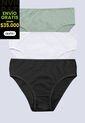 Panty Paq X3 Mujer Verde Oliva/Blanco/Negro FI 96572 de Formas Intimas