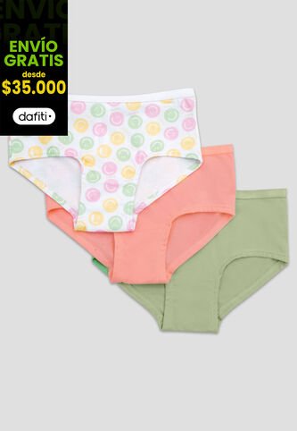 Cachetero Paq X3 Infantil Femenino Multicolor Fi 79154 Formas Intimas